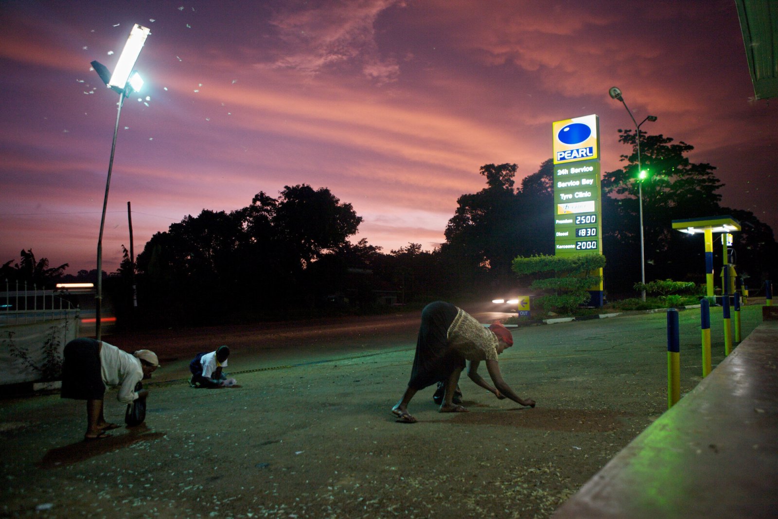 <i>Collecting Locusts at the Gas Station</i>, Kampala-Jinja Highway, Uganda, 2006